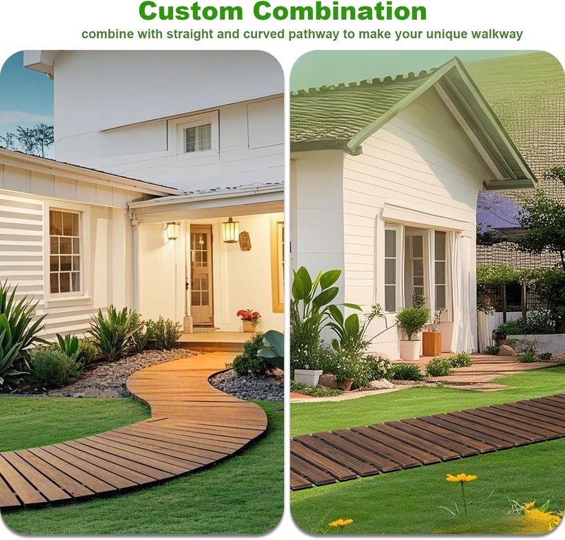 LINSHRY 6FT Wooden Garden Pathway, Outdoor Roll Out Decorative Garden Walkway, Weather-Resistant Non-Slip Hardwood Path for Backyard, Beach, Wedding Party - Image 3